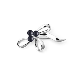 Brosa argint fundita cu perle naturale negre DiAmanti SK19491BR_B-G (Argint 925‰ 3,5 g.)